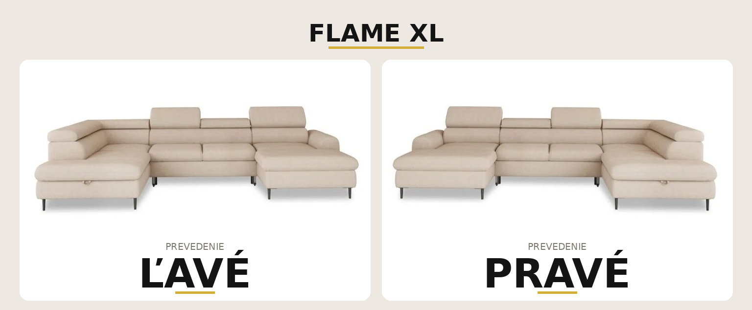 Sedacia súprava FLAME XL – ľavé a pravé prevedenie